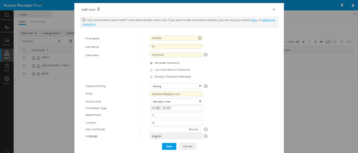 ManageEngine Access Manager features