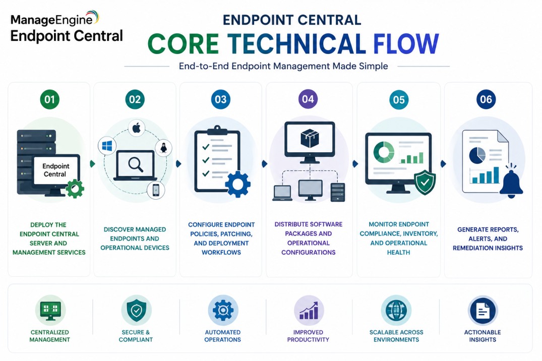 ManageEngine Endpoint Central technical flow
