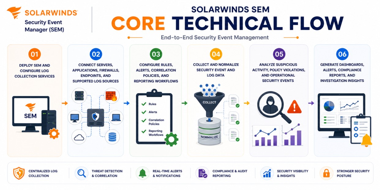 SolarWinds SEM core technical flow