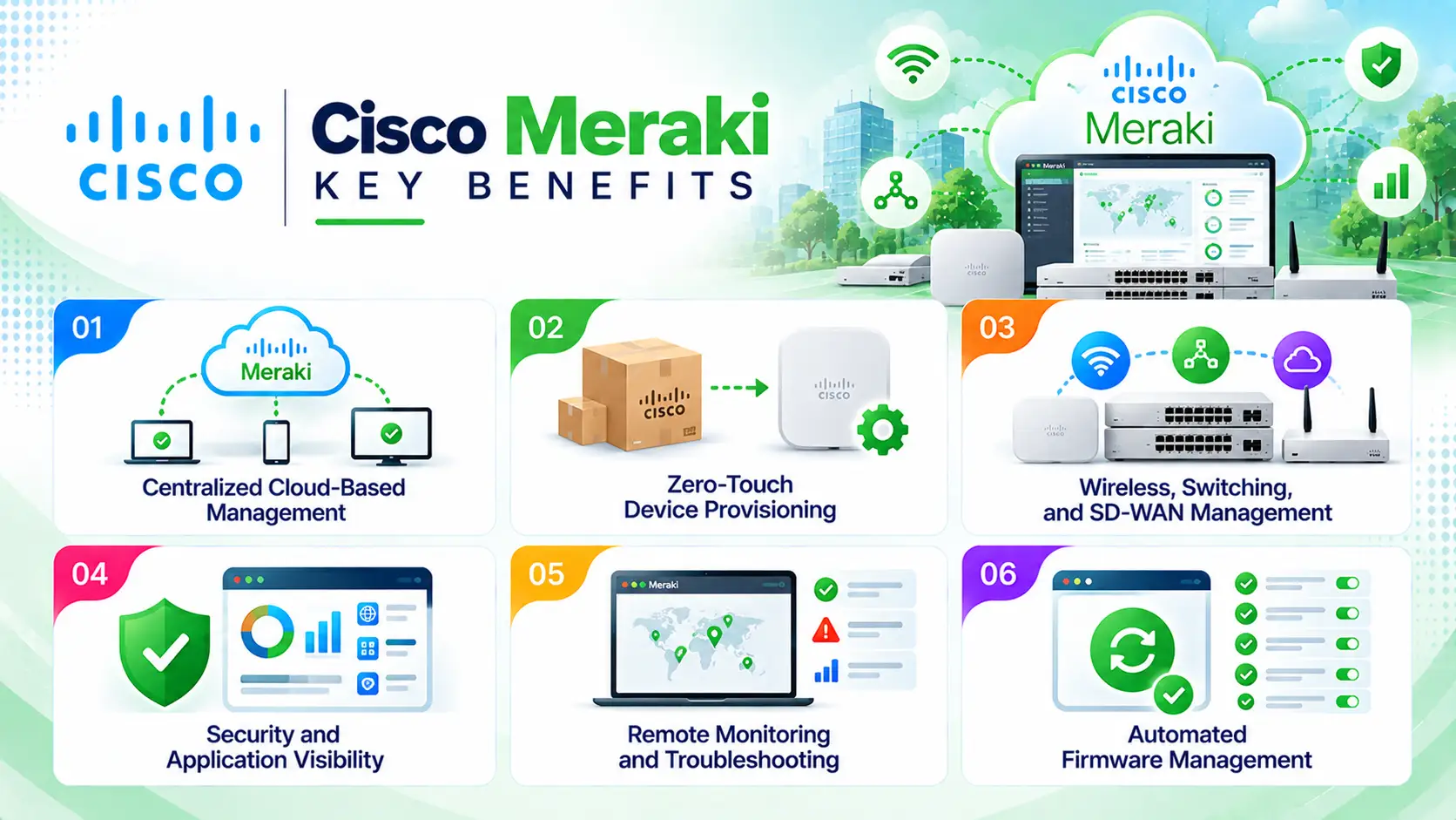 Cisco Meraki Key Benefits Infographic