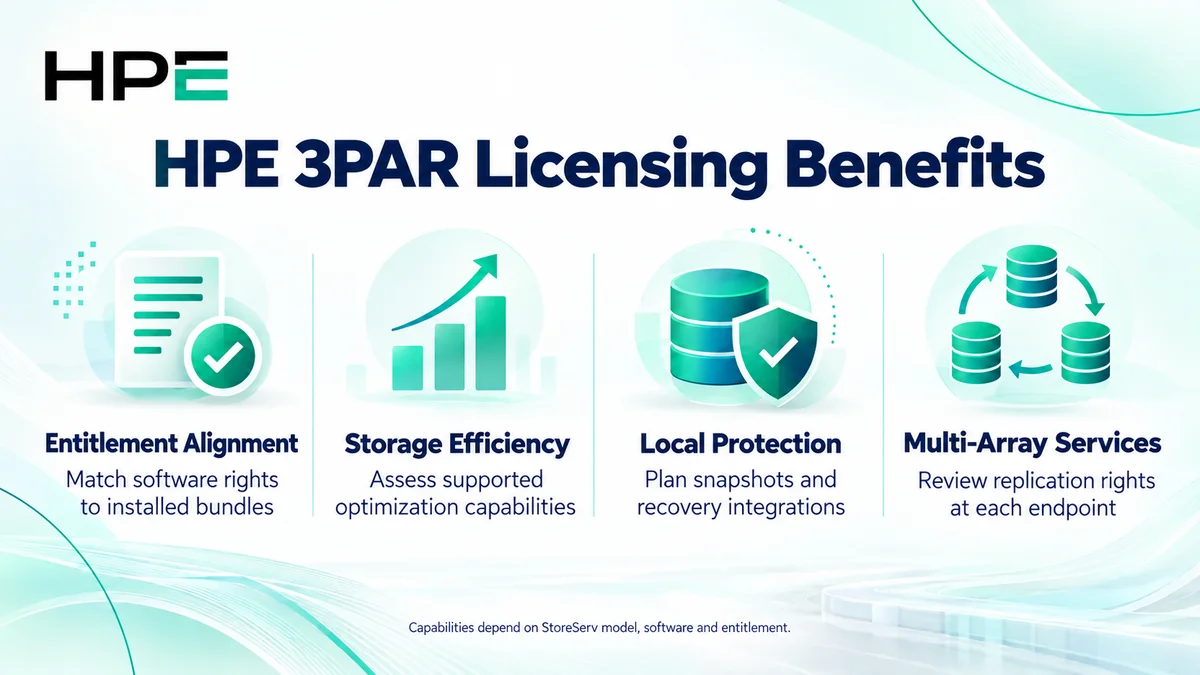 HPE 3PAR licensing benefits: entitlement alignment, storage efficiency, local protection and multi-array services